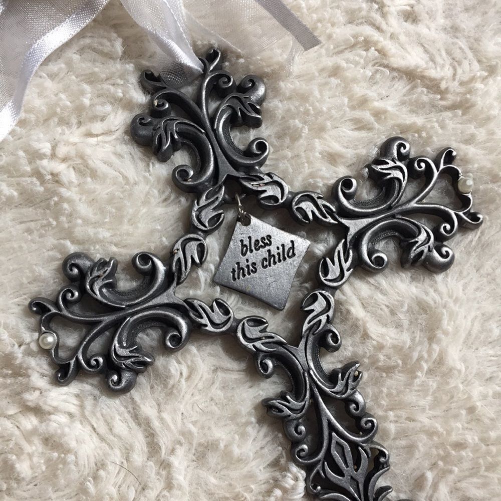 Pewter Bless This Child Cross - Picture 2 of 4